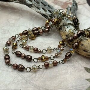 NEW - Handmade - 3 Strand Beaded Necklace